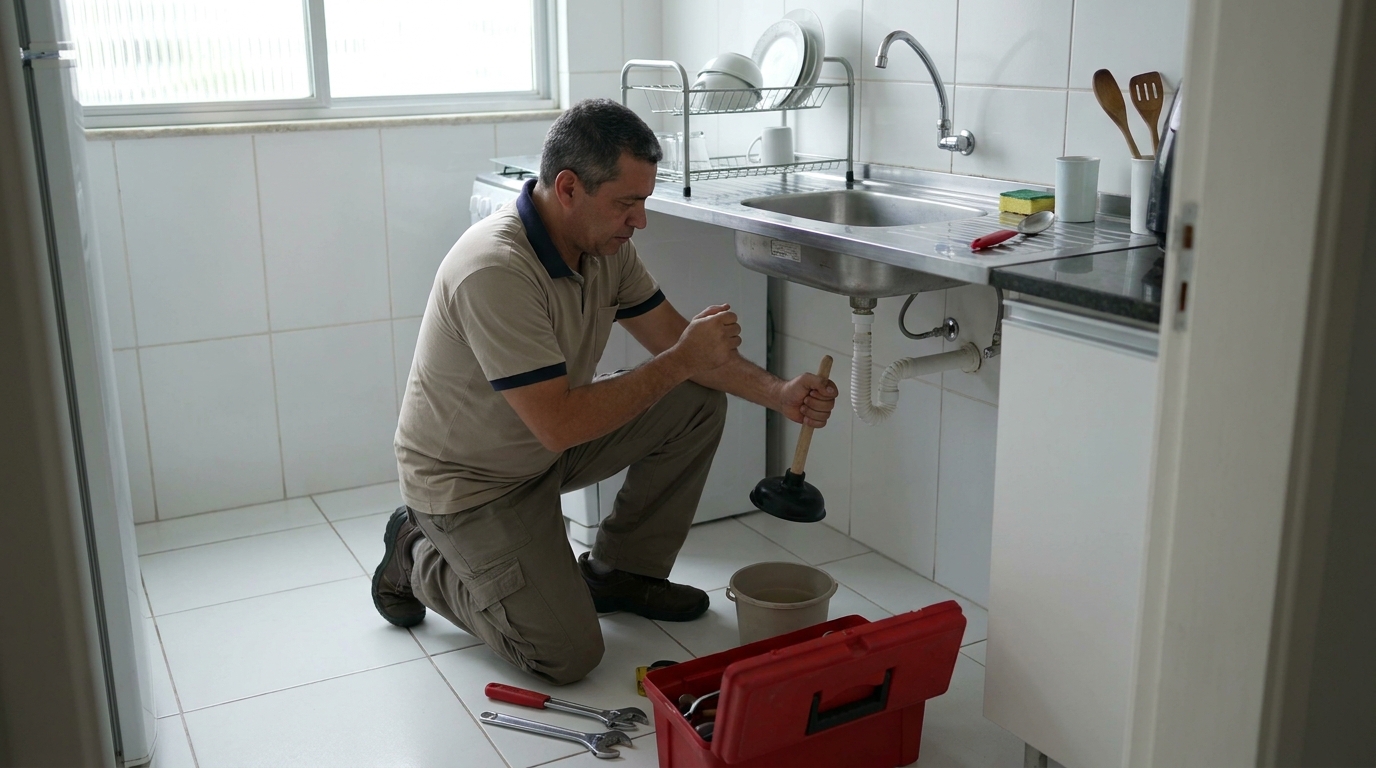 Desentupimento de pia residencial em São José do Rio Preto‑SP