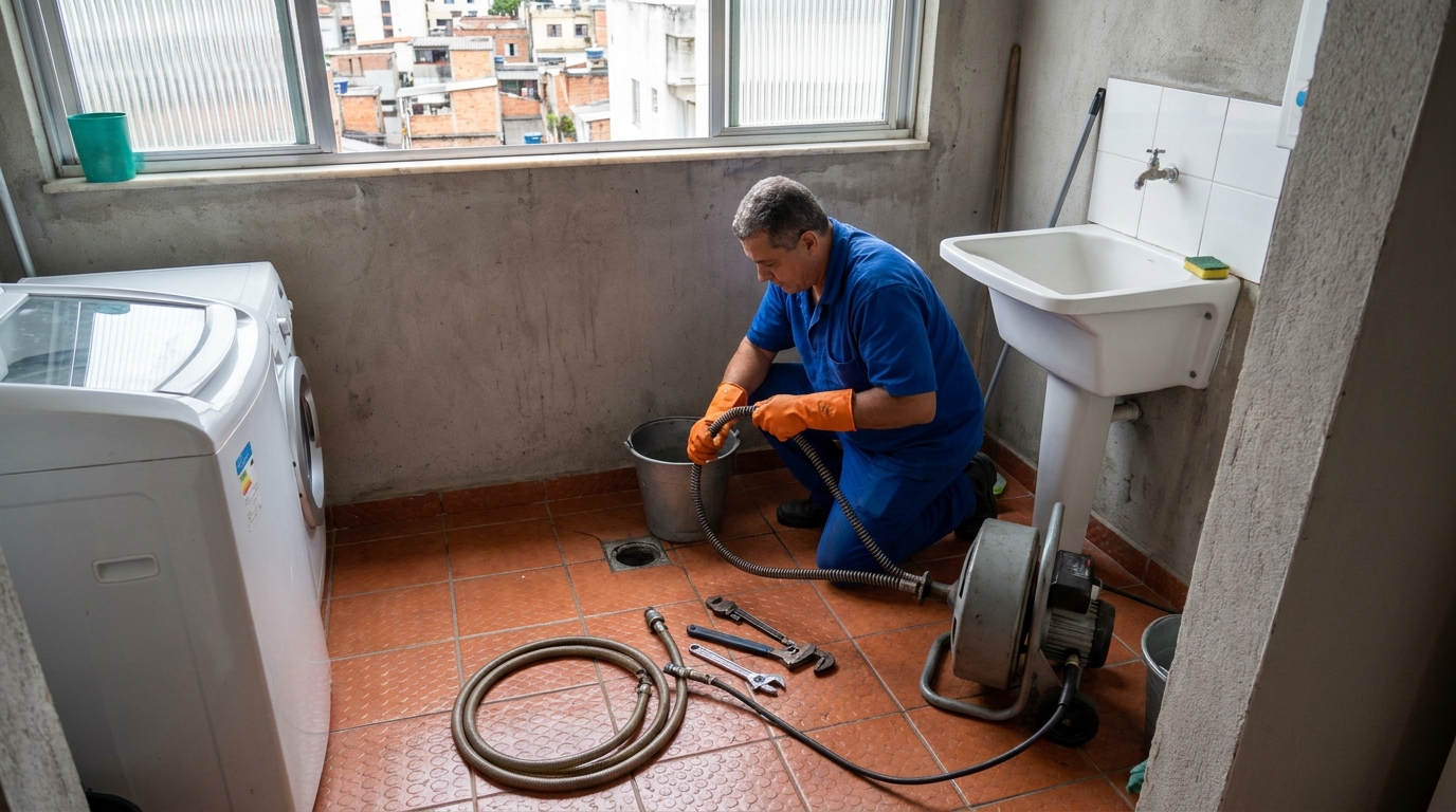 Desentupimento de ralo com equipamento em São José do Rio Preto‑SP